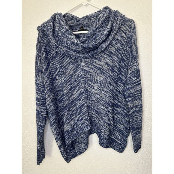 Express Sweater Oversized Cowl Neck Blue Marled XS Woman’s Acrylic / Wool - Picture 2 of 12